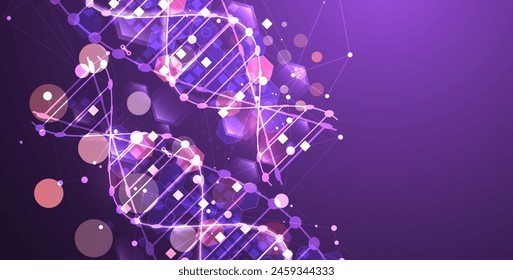 Scientific and technological background. Abstract image of DNA molecule. Vector illustration. Hand drawn.