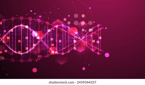 Scientific and technological background. Abstract image of DNA molecule. Vector illustration. Hand drawn.