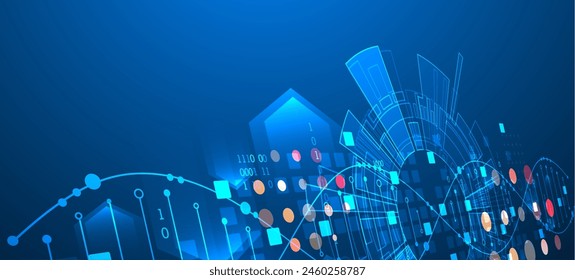 Scientific and technological background. Abstract image of DNA molecule. Vector illustration. Hand drawn.
