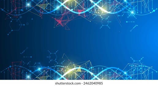 Scientific and technological background. Abstract image of DNA molecule. Vector illustration. Hand drawn.