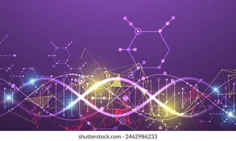 Scientific and technological background. Abstract image of DNA molecule. Vector illustration. Hand drawn.