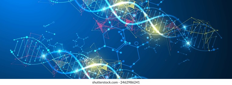 Scientific and technological background. Abstract image of DNA molecule. Vector illustration. Hand drawn.