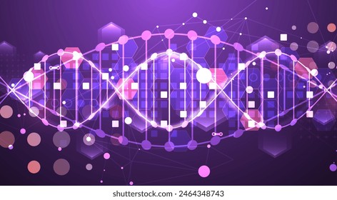 Formación científica y tecnológica. Abstractas Imagen de la molécula de ADN. Ilustración vectorial. Dibujado a mano.