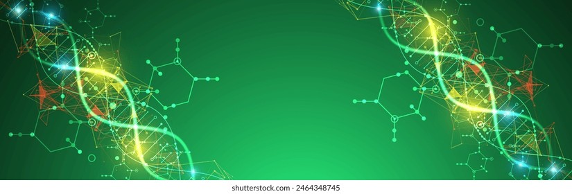 Scientific and technological background. Abstract image of DNA molecule. Vector illustration. Hand drawn.