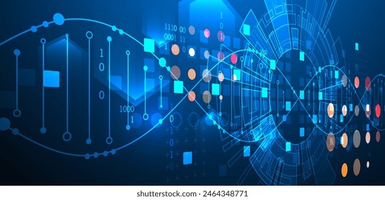 Scientific and technological background. Abstract image of DNA molecule. Vector illustration. Hand drawn.