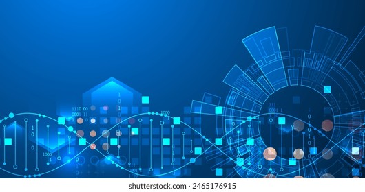 Wissenschaftlicher und technologischer Hintergrund. Abstraktes Bild eines DNA-Moleküls. Vektorillustration. Handgezeichnet.