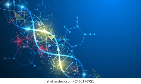 Scientific and technological background. Abstract image of DNA molecule. Vector illustration. Hand drawn.