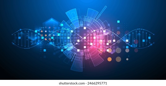 Scientific and technological background. Abstract image of DNA molecule. Vector illustration. Hand drawn.