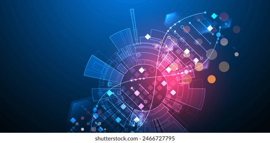 Scientific and technological background. Abstract image of DNA molecule. Vector illustration. Hand drawn.