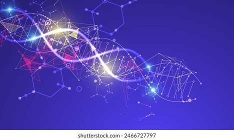 Formación científica y tecnológica. Abstractas Imagen de la molécula de ADN. Ilustración vectorial. Dibujado a mano.