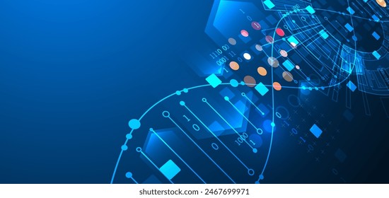 Scientific and technological background. Abstract image of DNA molecule. Vector illustration. Hand drawn.
