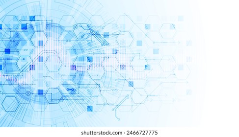 Scientific and technological concept with the use of technical elements formed in the shape of a circle. 
Handmade vector illustration.