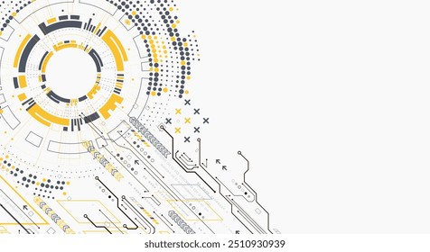 Scientific and technological concept with the use of technical elements formed in the shape of a circle. Vector illustration.
