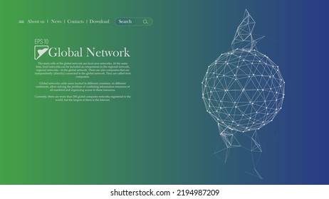 Scientific and technological sphere. Connection to the global network. Protection of cloud data. Abstract blue vector background. The concept of big data, digital technologies. EPS 10.