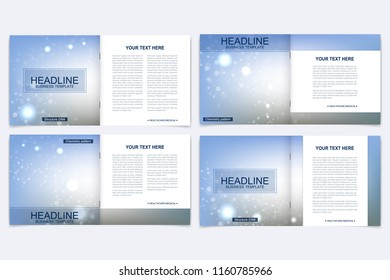 Scientific templates square brochure, magazine, leaflet , flyer, cover, booklet, annual report. Scientific concept for medical, technology, chemistry Structure molecule and communication Dna atom