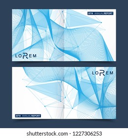 Scientific templates square brochure, magazine, leaflet , flyer, cover, booklet, annual report. Scientific concept for medical, technology, chemistry Structure molecule and communication Dna atom