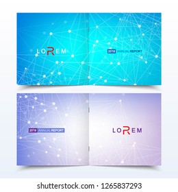 Scientific templates square brochure, magazine, leaflet , flyer, cover, booklet, annual report. Scientific concept for medical, technology, chemistry Structure molecule and communication Dna atom