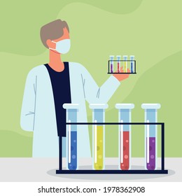 scientific with test tubes chemical lab