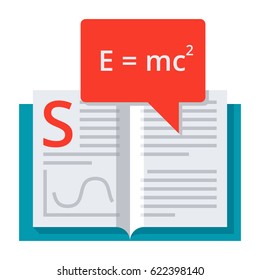 Scientific theory concept with book and formula, vector illustration in flat style