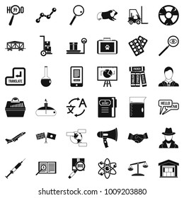 Scientific tool icons set. Simple set of 36 scientific tool vector icons for web isolated on white background