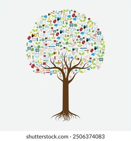  Scientific Tree Trunk for celebration. vector illustration. banner Template.