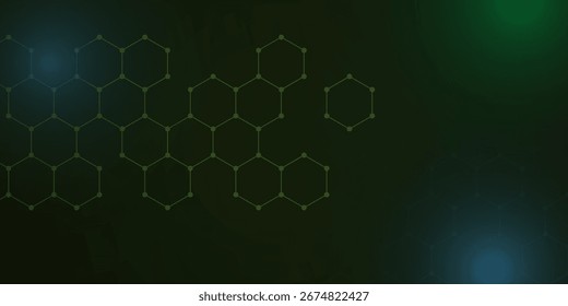 Vetor científico fundo com estrutura química, verde azul gradiente tecnologia de dados conceito de rede eps 10