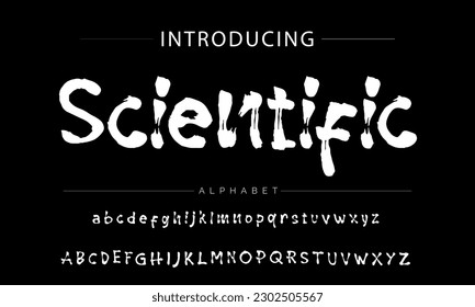 Scientific vector brush style font, alphabet, typeface