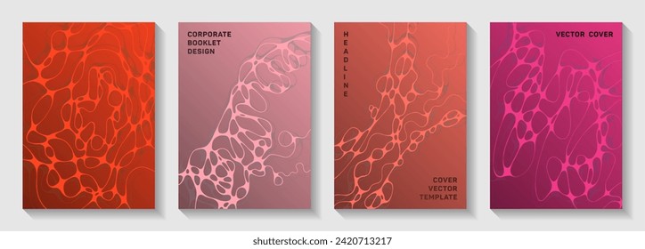 Wissenschaftliche Vektorgrafiken mit Molekularstruktur oder Zellen des Nervensystems. Komplexe Wellen fließen Hintergründe. Lebhafte Magazin-Vektorvorlagen. Neurowissenschaften decken Design ab.