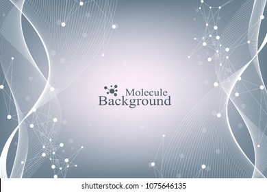Scientific vector illustration genetic engineering and gene manipulation concept. DNA helix, DNA strand, molecule or atom, neurons. Abstract structure for Science or medical background.