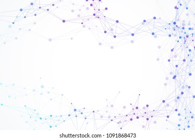 Scientific vector illustration genetic engineering and gene manipulation concept. DNA helix, DNA strand, molecule or atom, neurons. Abstract structure for Science or medical background.