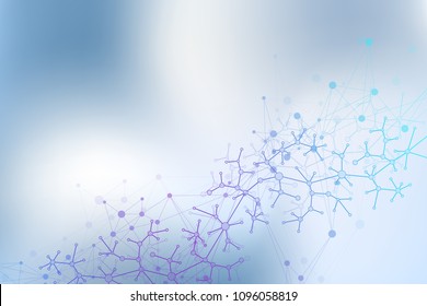Scientific vector illustration genetic engineering and gene manipulation concept. DNA helix, DNA strand, molecule or atom, neurons. Abstract structure for Science or medical background.