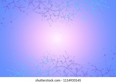 Scientific vector illustration genetic engineering and gene manipulation concept. DNA helix, DNA strand, molecule or atom, neurons. Abstract structure for Science or medical background.