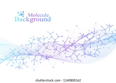Scientific vector illustration genetic engineering and gene manipulation concept. DNA helix, DNA strand, molecule or atom, neurons. Abstract structure for Science or medical background.