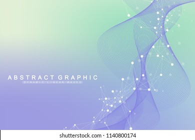 Scientific vector illustration genetic engineering and gene manipulation concept. DNA helix, DNA strand, molecule or atom, neurons. Abstract structure for Science or medical background.