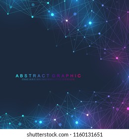 Scientific vector illustration genetic engineering and biotechnology concept. DNA helix, DNA strand, molecule or atom, neurons. Abstract gene manipulation or medical background