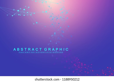 Scientific vector illustration genetic engineering and gene manipulation concept. DNA helix, DNA strand, molecule or atom, neurons. Abstract structure for Science or medical background. Wave flow.