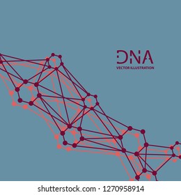 Scientific vector illustration genetic engineering and biotechnology concept. DNA helix, DNA strand, molecule or atom, neurons. Abstract gene manipulation or medical background