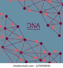 Scientific vector illustration genetic engineering and biotechnology concept. DNA helix, DNA strand, molecule or atom, neurons. Abstract gene manipulation or medical background