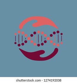 Scientific vector illustration genetic engineering and biotechnology concept. DNA helix, DNA strand, molecule or atom, neurons. Abstract gene manipulation or medical background