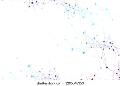 Scientific vector illustration genetic engineering and gene manipulation concept. DNA helix, DNA strand, molecule or atom, neurons. Abstract structure for Science or medical background. Wave flow.