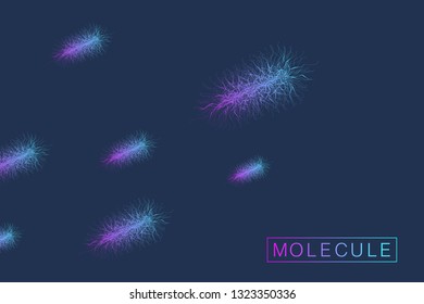 Scientific vector illustration genetic engineering and gene manipulation concept. DNA helix, DNA strand, molecule or atom, neurons. Abstract structure for Science or medical background. Wave flow.