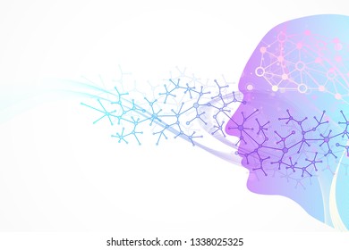 Scientific vector illustration genetic engineering and gene manipulation concept. DNA helix, DNA strand, molecule or atom, neurons. Abstract structure for Science or medical background. Wave flow.