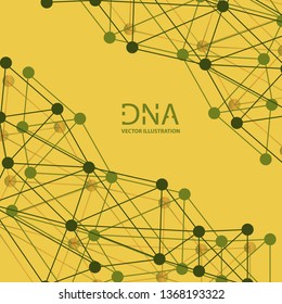 Scientific vector illustration genetic engineering and biotechnology concept. DNA helix, DNA strand, molecule or atom, neurons. Abstract gene manipulation or medical background