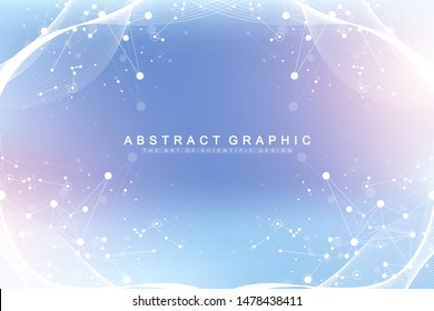 Konzept der wissenschaftlichen Vektorgrafik-Gentechnik und Genmanipulation. DNA-Helix, DNA-Strang, Molekül oder Atom, Neuronen. Abstrakte Struktur für Wissenschaft oder medizinischer Hintergrund. Wellenfluss