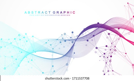 Scientific vector illustration genetic engineering and gene manipulation concept. DNA helix, DNA strand, molecule or atom, neurons. Abstract structure for Science or medical background. CRISPR CAS9