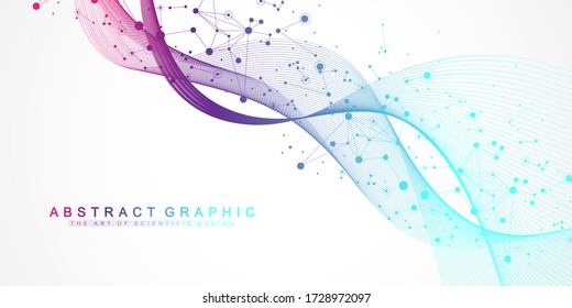 Scientific vector illustration genetic engineering and gene manipulation concept. DNA helix, DNA strand, molecule or atom, neurons. Abstract structure for Science or medical background. CRISPR CAS9