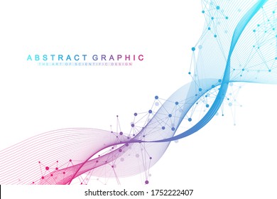 Scientific vector illustration genetic engineering and gene manipulation concept. DNA helix, DNA strand, molecule or atom, neurons. Abstract structure for Science or medical background. CRISPR CAS9
