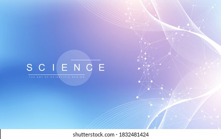 Scientific vector illustration genetic engineering and gene manipulation concept. DNA helix, DNA strand, molecule or atom, neurons. Abstract structure for Science or medical background. CRISPR CAS9