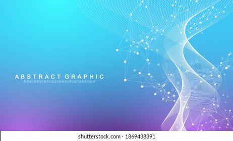 Scientific vector illustration genetic engineering and gene manipulation concept. DNA helix, DNA strand, molecule or atom, neurons. Abstract structure for Science or medical background. CRISPR CAS9