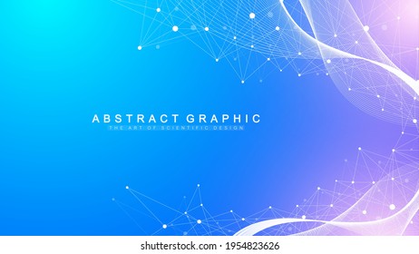 Scientific vector illustration genetic engineering and gene manipulation concept. DNA helix, DNA strand, molecule or atom, neurons. Abstract structure for Science or medical background.